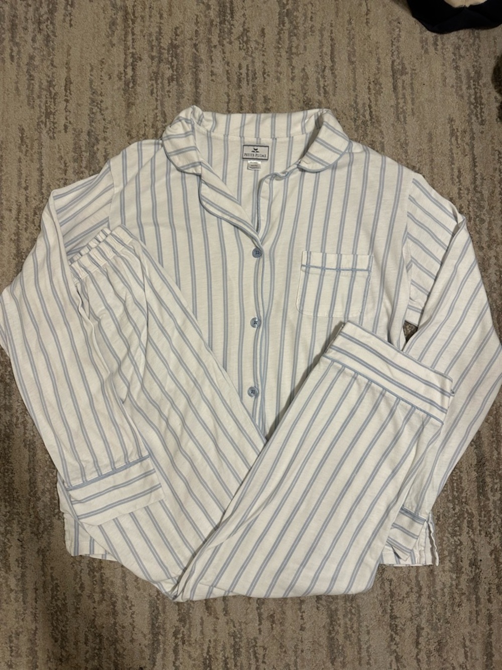 Petite Plume Blue Stripe Pima Cotton Pajama Set